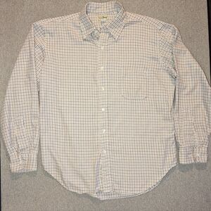 LL BEAN button down White blue and orange stripe men size large